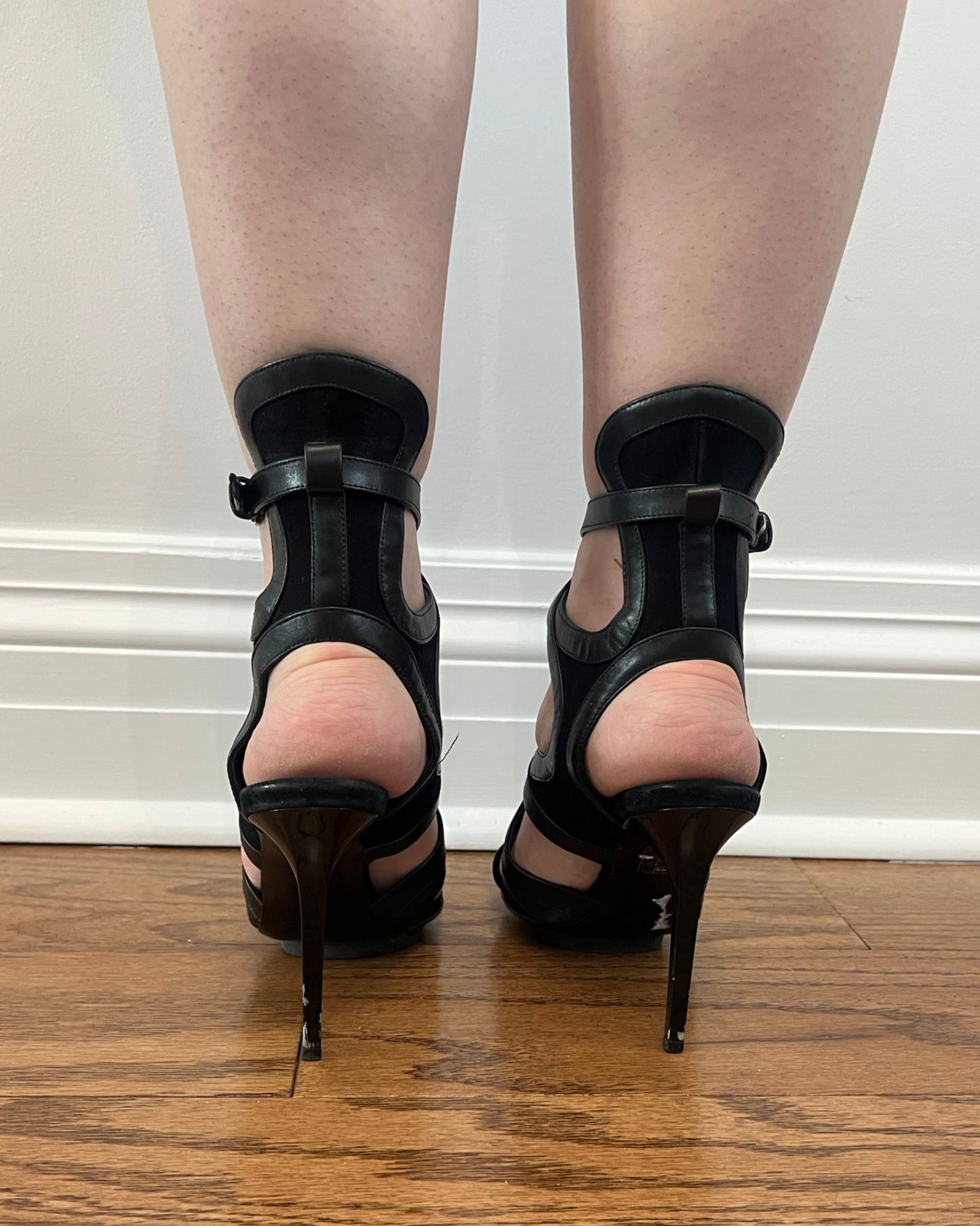 Balenciaga Black Leather & Suede Heels