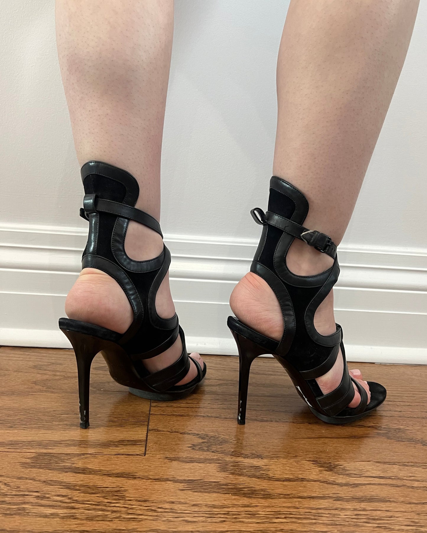 Balenciaga Black Leather & Suede Heels