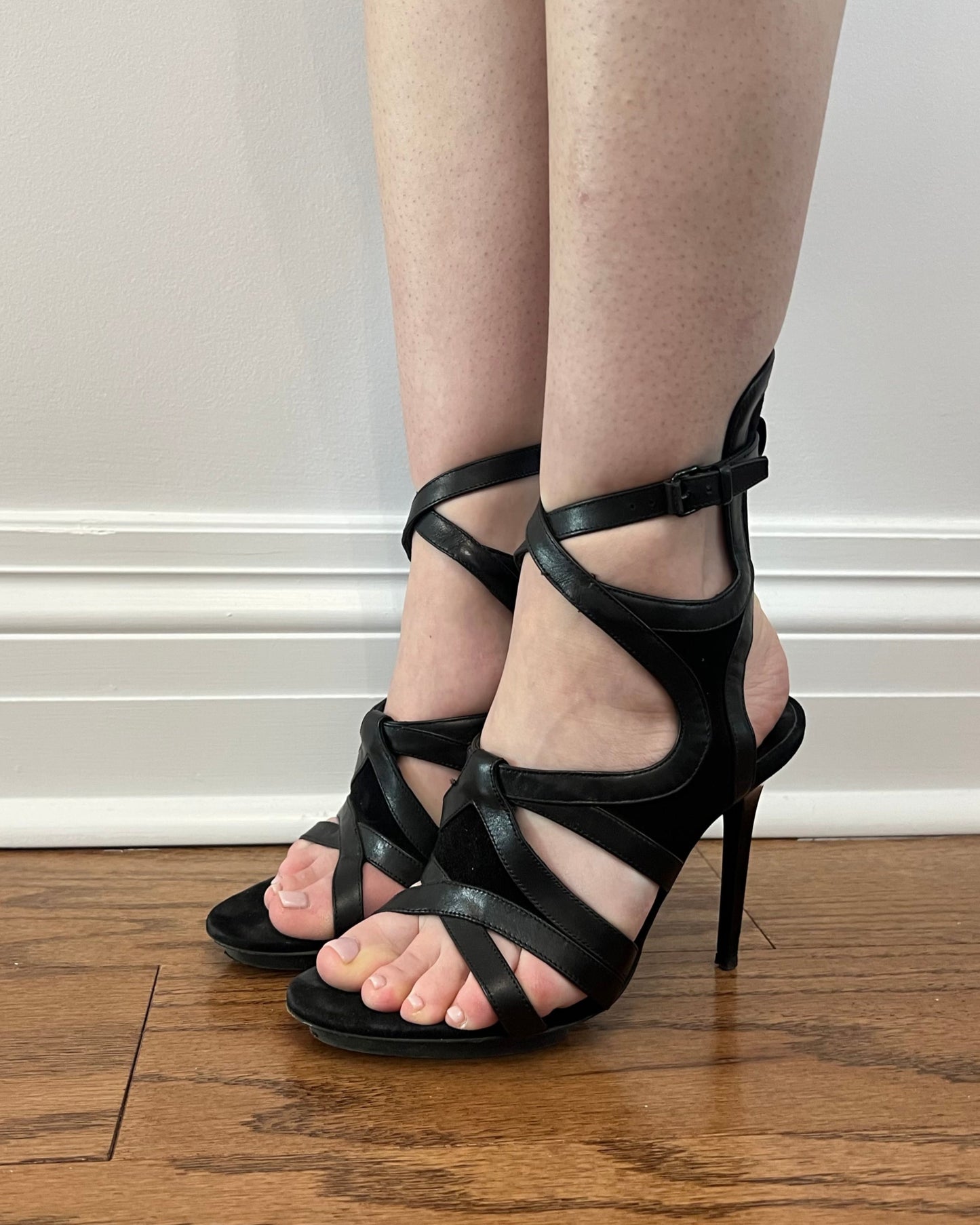 Balenciaga Black Leather & Suede Heels