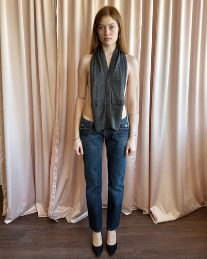 Dsquared² F/W 2005 "J.L.M." Grey Wool & Silk Knit Backless Vest