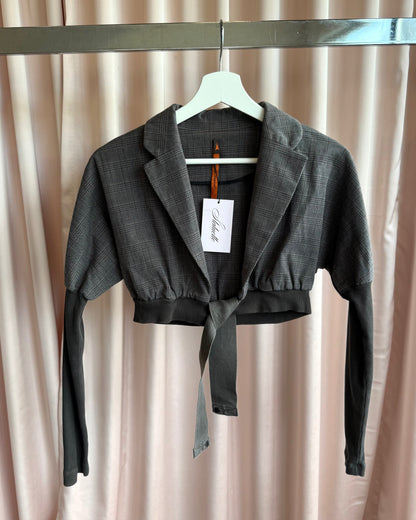 Cop Copine Romarin Cropped Plaid Tie Jacket
