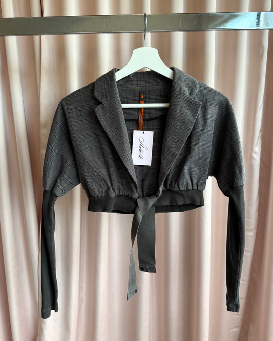Cop Copine Romarin Cropped Plaid Tie Jacket