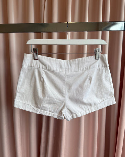 2000's Limité White Sailor Button Low Rise Mini Shorts
