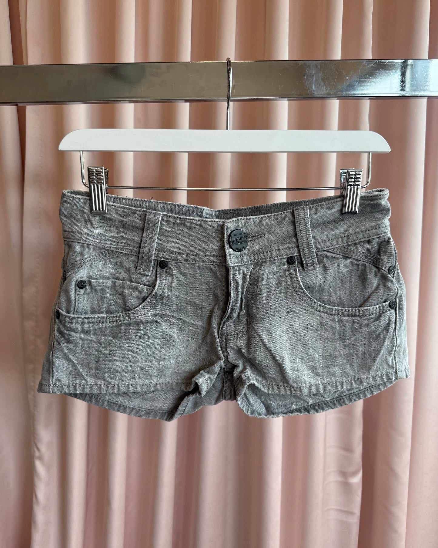 Japanese Brand Low Rise Grey Denim Mini Shorts