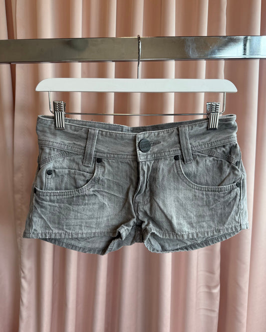 Japanese Brand Low Rise Grey Denim Mini Shorts