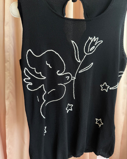 J.C. de Castelbajac "Angie" Angel Wing Embroidered Knit Tank Top
