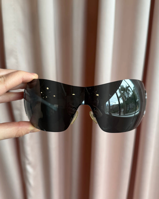 Prada Black & Silver Flame Shield Sunglasses