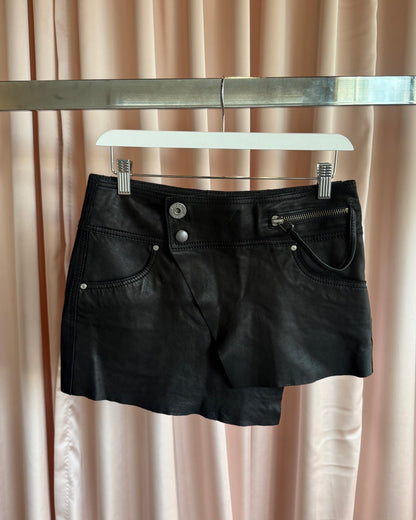 Diesel Black Genuine Leather Moto Mini Skirt