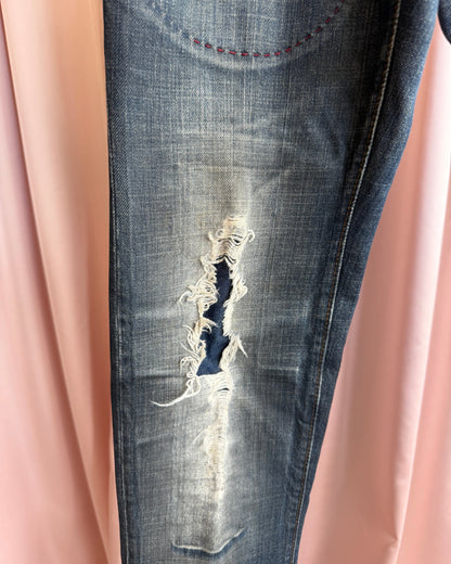 Dsquared² F/W 2005 Distressed Studded "Faith" Patch Denim