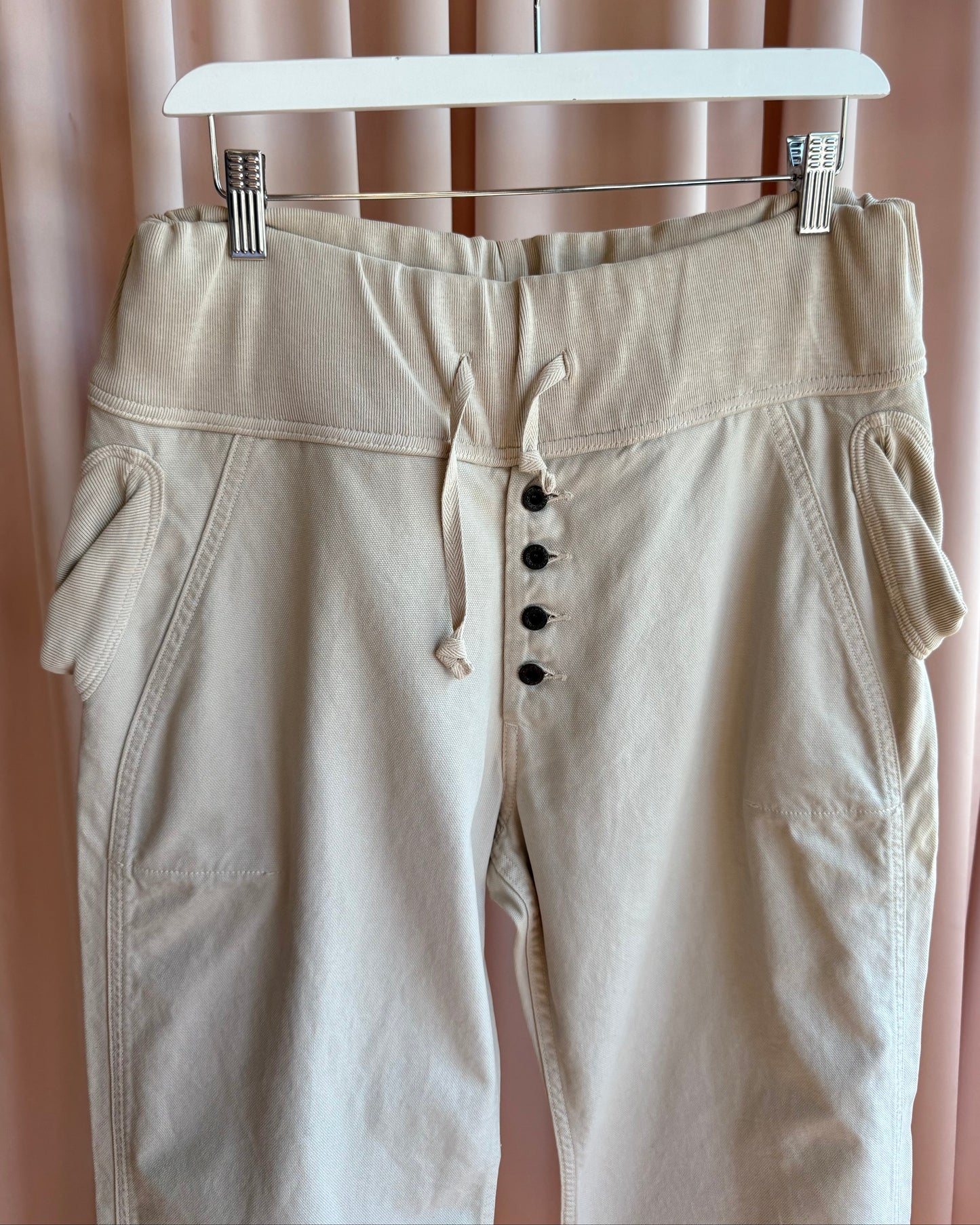 Kapital Cream Cotton Drawstring Wide Leg Pants
