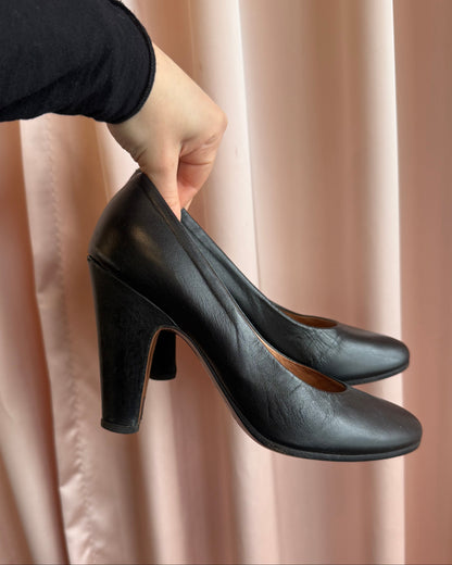 Maison Martin Margiela Black Calf Leather Block Heels