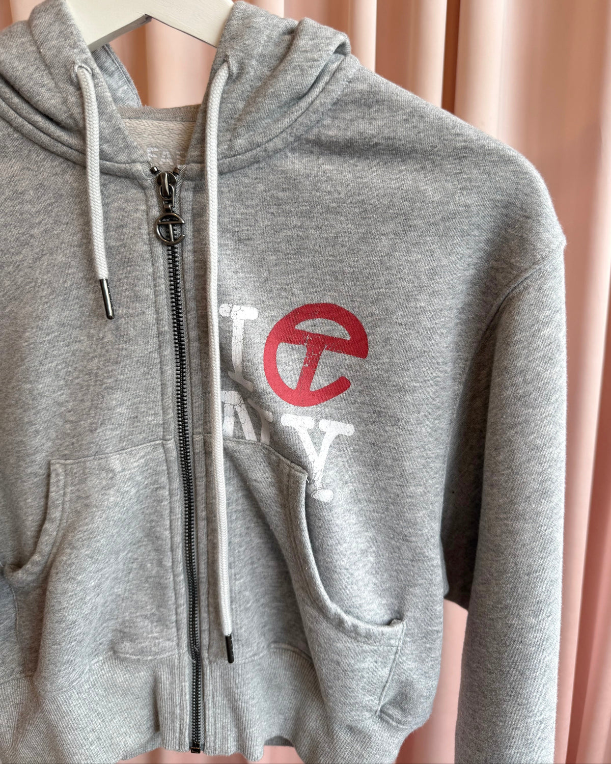 Telfar Heather Grey Crop Canal Zip Up Hoodie