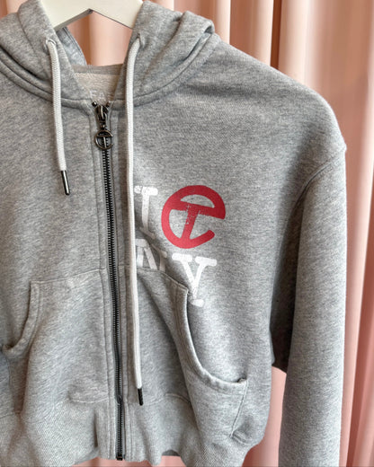 Telfar Heather Grey Crop Canal Zip Up Hoodie