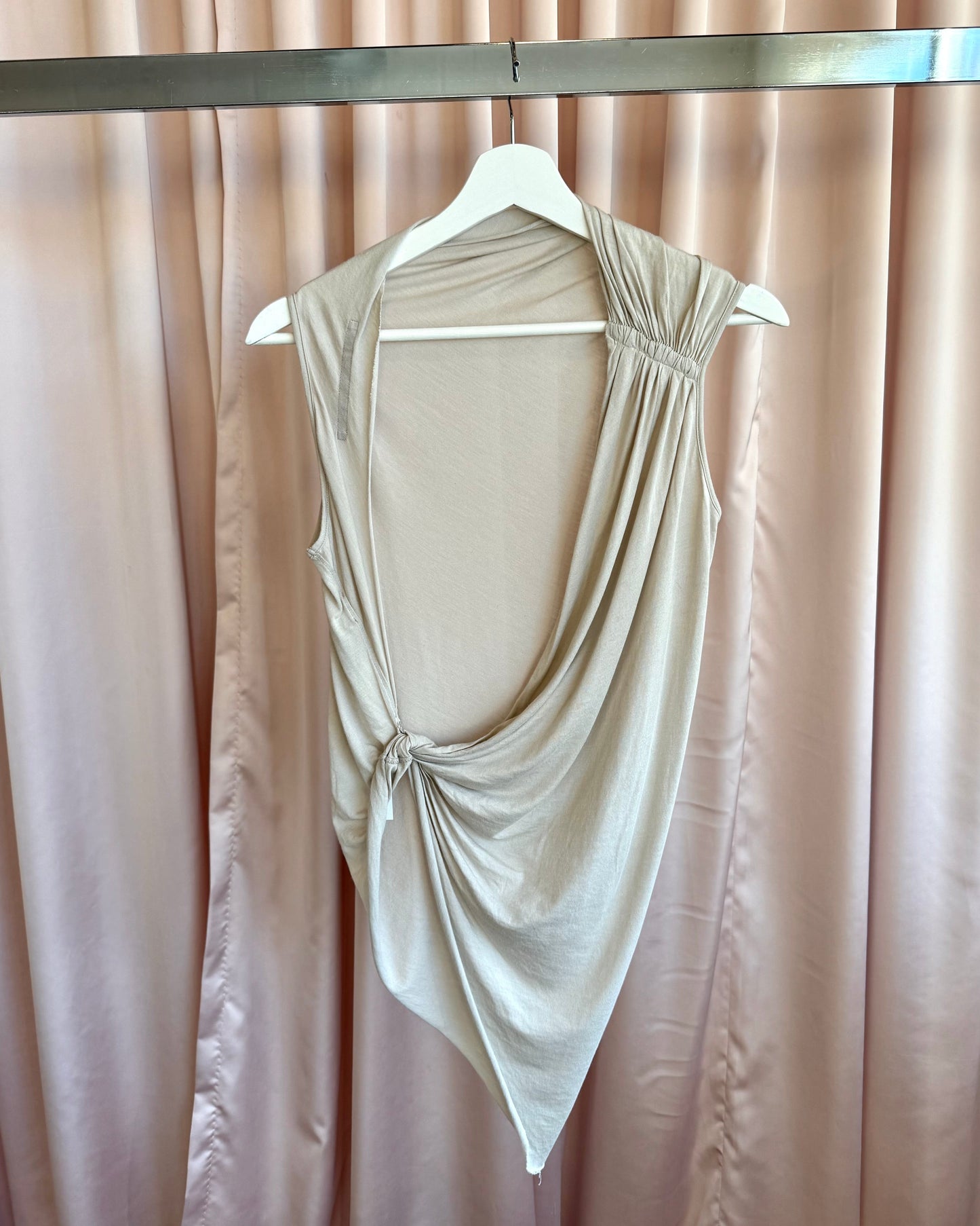 Rick Owens Lilies S/S 20 Pearl Asymmetrical Open Back Tank Top