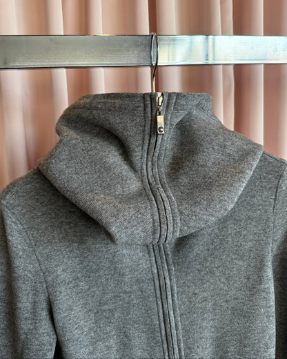 Escada Grey Wool Cashmere Blend Zip Up Sweater