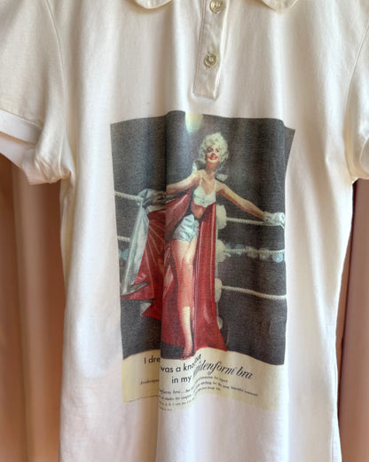 D&G 2000's "Maidenform Bra" Graphic White Polo Top
