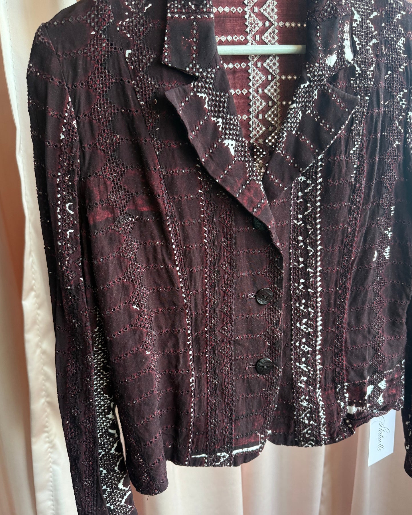 Tsumori Chisato Burgundy Dyed Broderie Anglaise Blouse