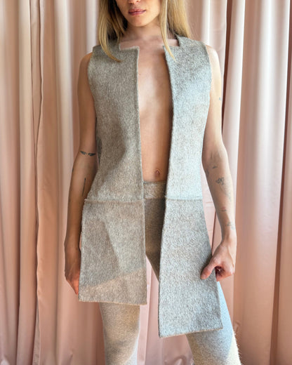 Grey Horsehair Structured Panel Vest