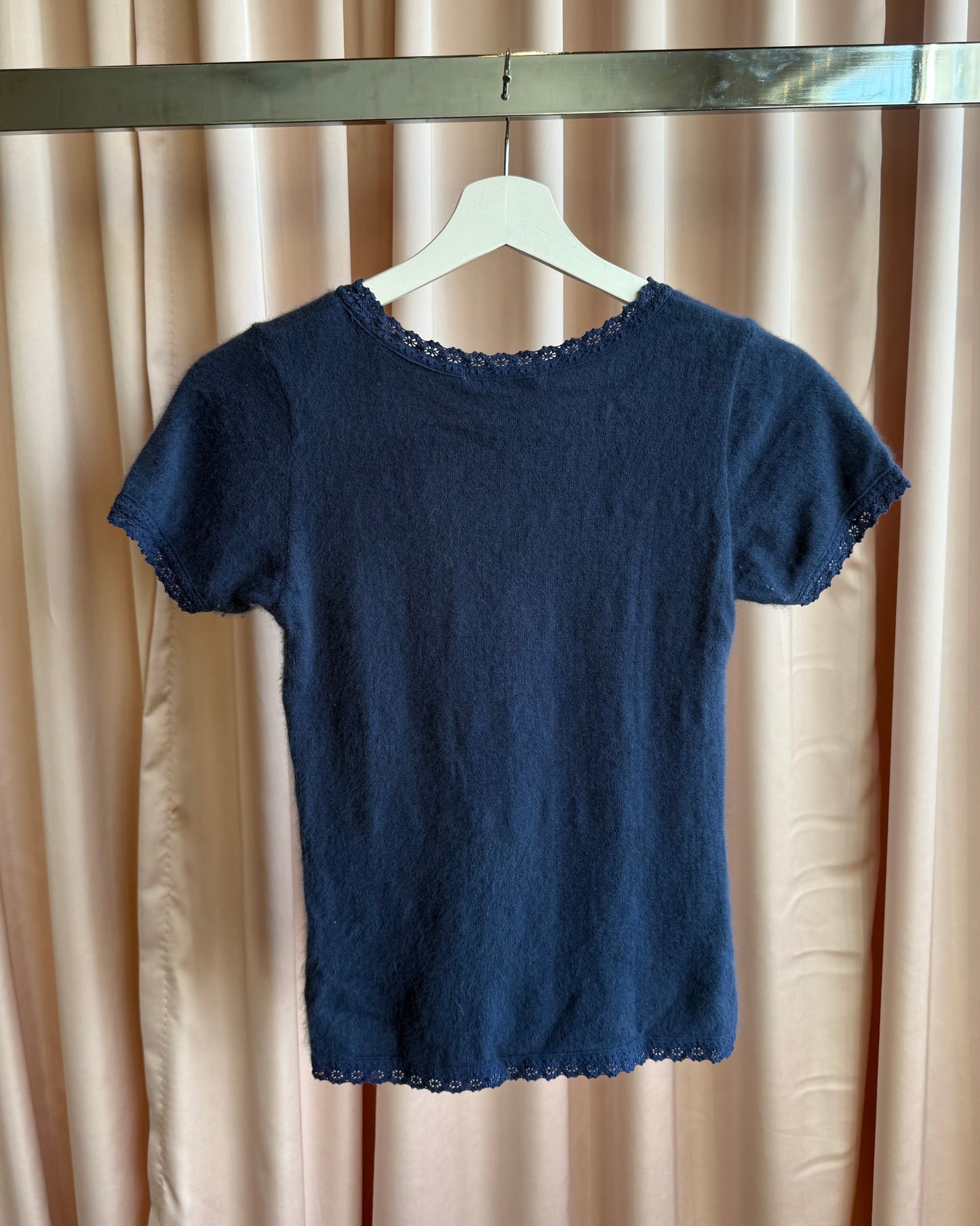 Hysterics Angora Blend Embroidered Skull Bunny Top