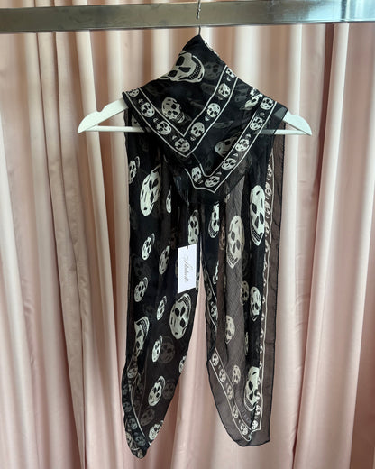 Alexander McQueen Black & White Skull Print Scarf