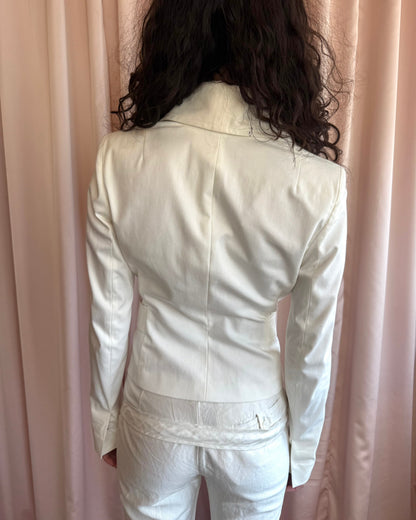 Patrizia Pepe Firenze White Cotton Blend Blazer