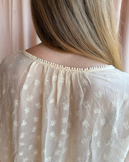 Tsumori Chisato Butterfly Embroidered Mohair Embellished Blouse
