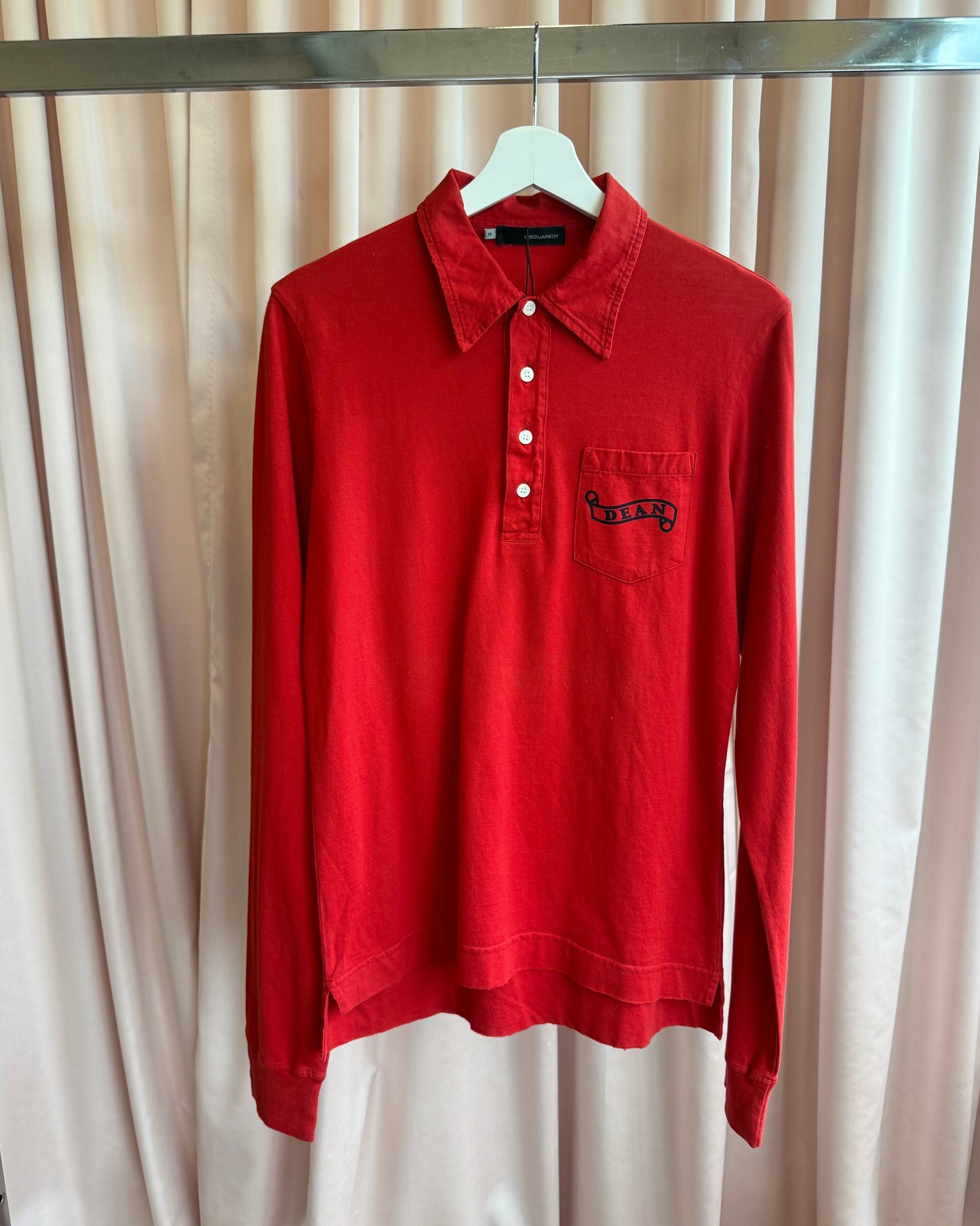 Dsquared² F/W 2006 Graphic Red Long Sleeve Polo Shirt