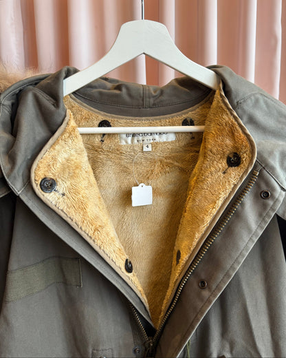 United Bamboo Khaki Fox Fur Hood Lined Fishtail Parka Jacket