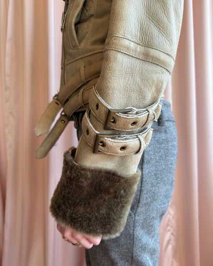 Japanese Brand Belted Shearling Jacket