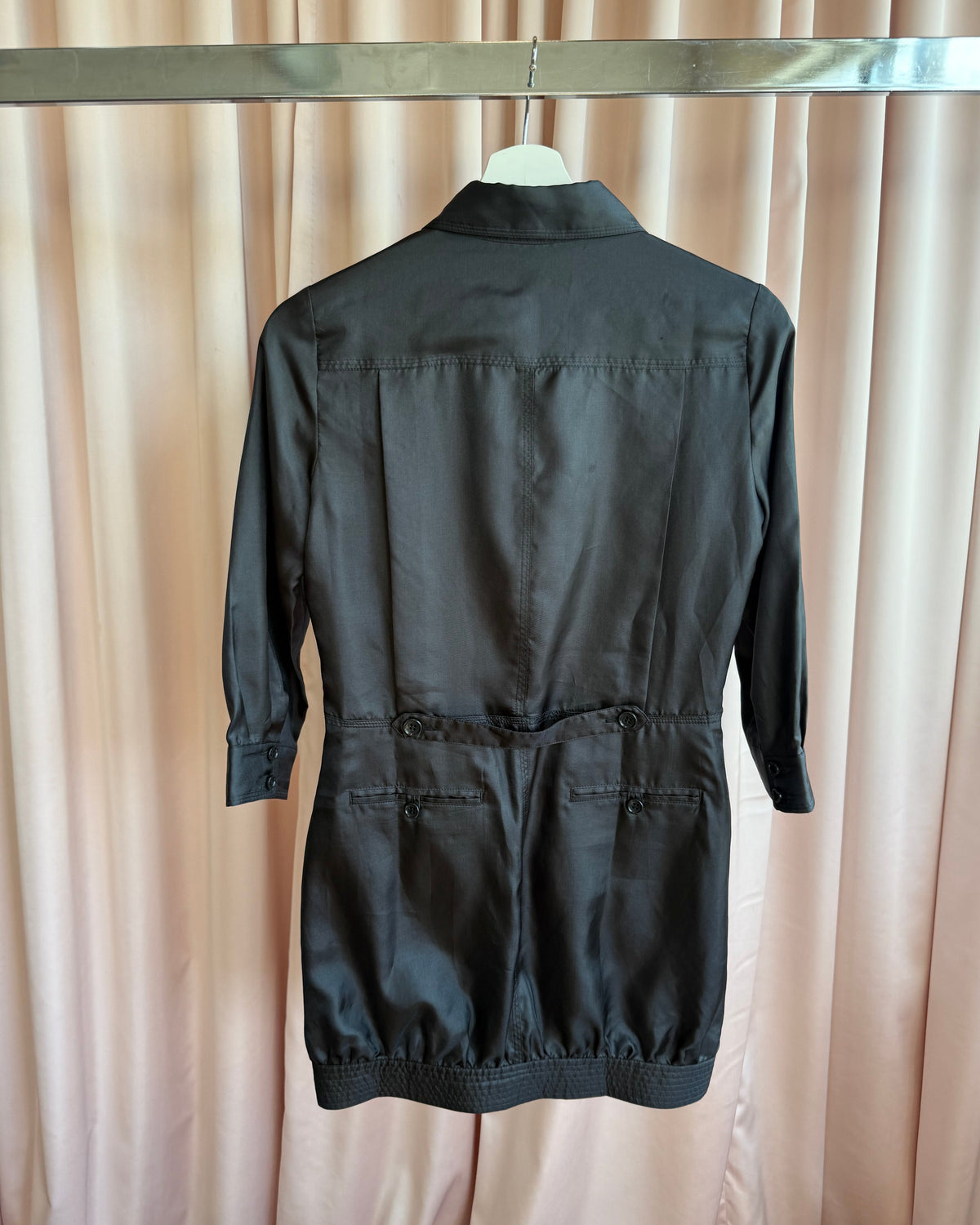 Japanese Brand Black Mini Shirt Dress