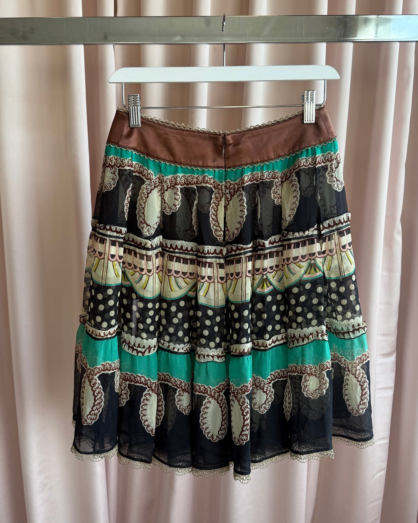 Tsumori Chisato Printed Silk Pleated Midi Skirt