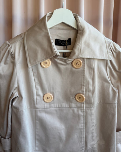 Japanese Brand Cropped Tan Trench Jacket