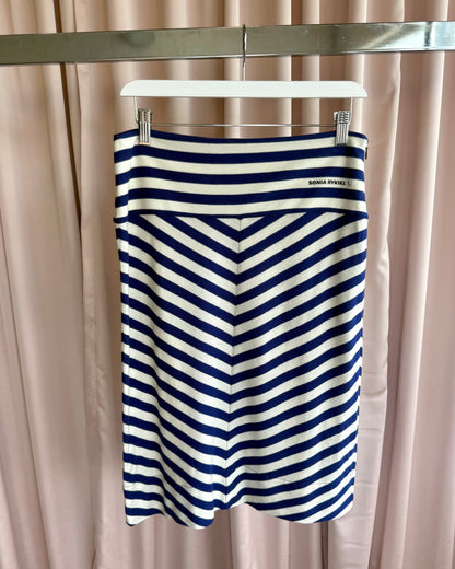 Sonia Rykiel Royal Blue & White Striped Midi Skirt