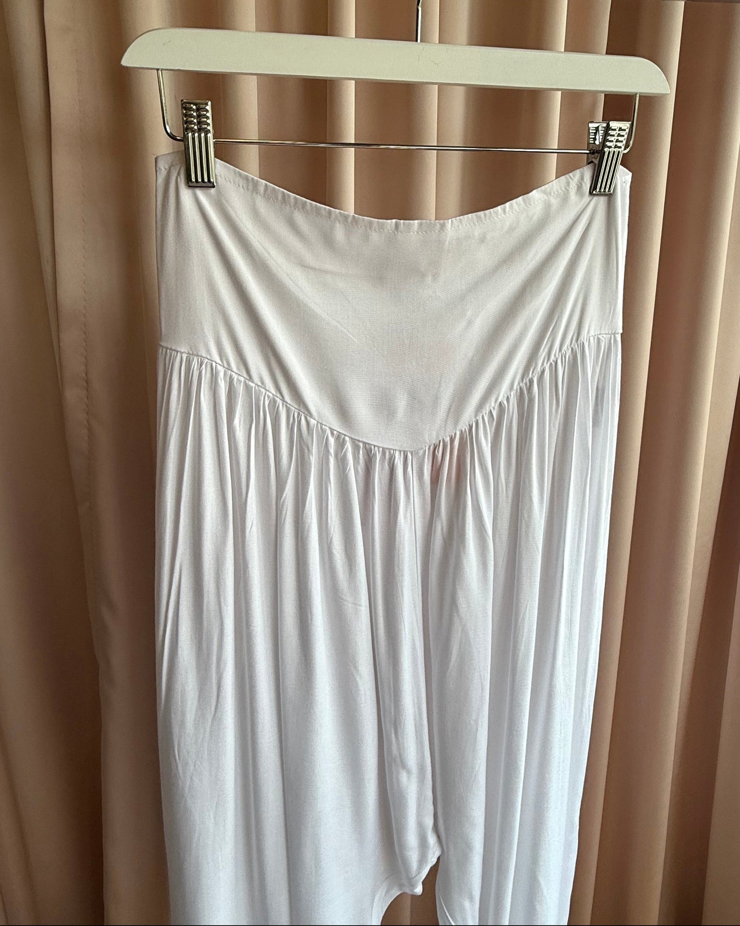 French Brand Coline Deadstock White Viscose Harem Pants