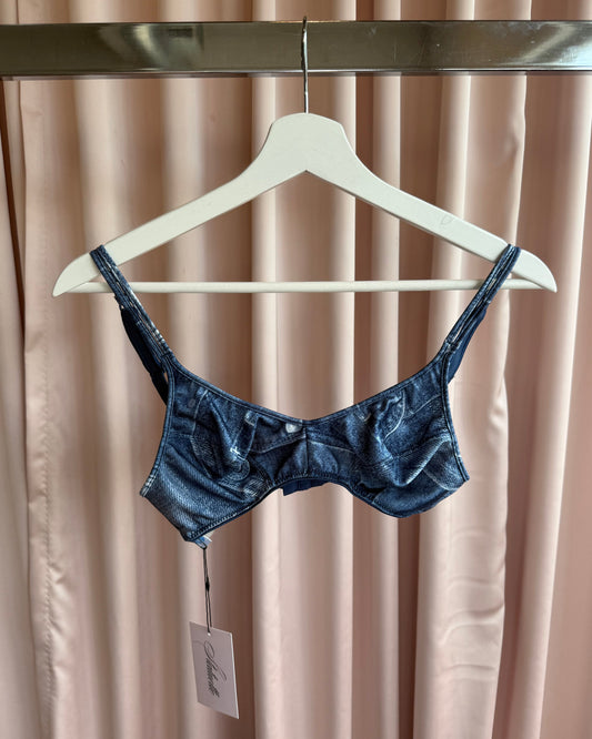 Parisian Brand 1990's Denim Jeans Print Bra