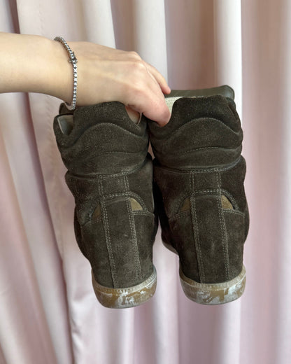 Isabel Marant Bekett Dark Olive Wedge Sneakers