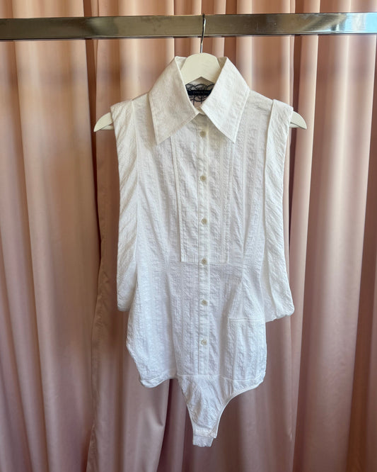 Patrizia Pepe Sera White Sleeveless Open Side Blouse Bodysuit