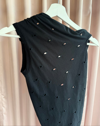 Rick Owens S/S 06 Tungsten Asymmetrical Black Eyelet Tank Top