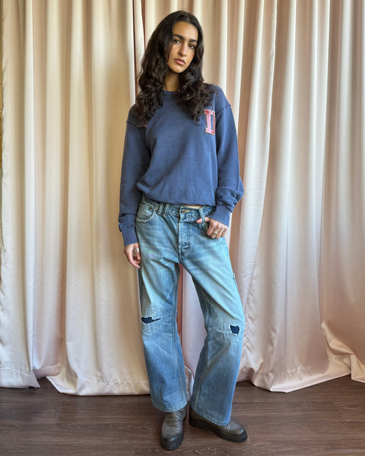 Japanese Brand Patched Buckle Back Denim