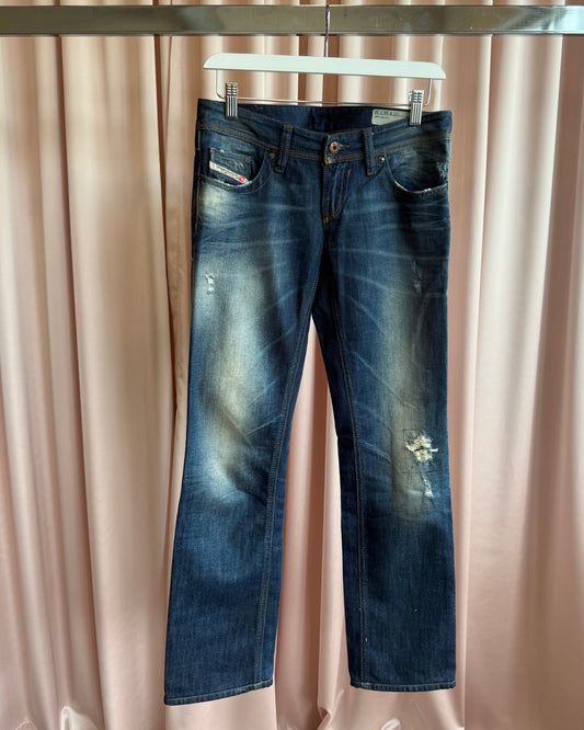 Diesel "Lowky" Faded Dark Wash Low Rise Straight Leg Denim