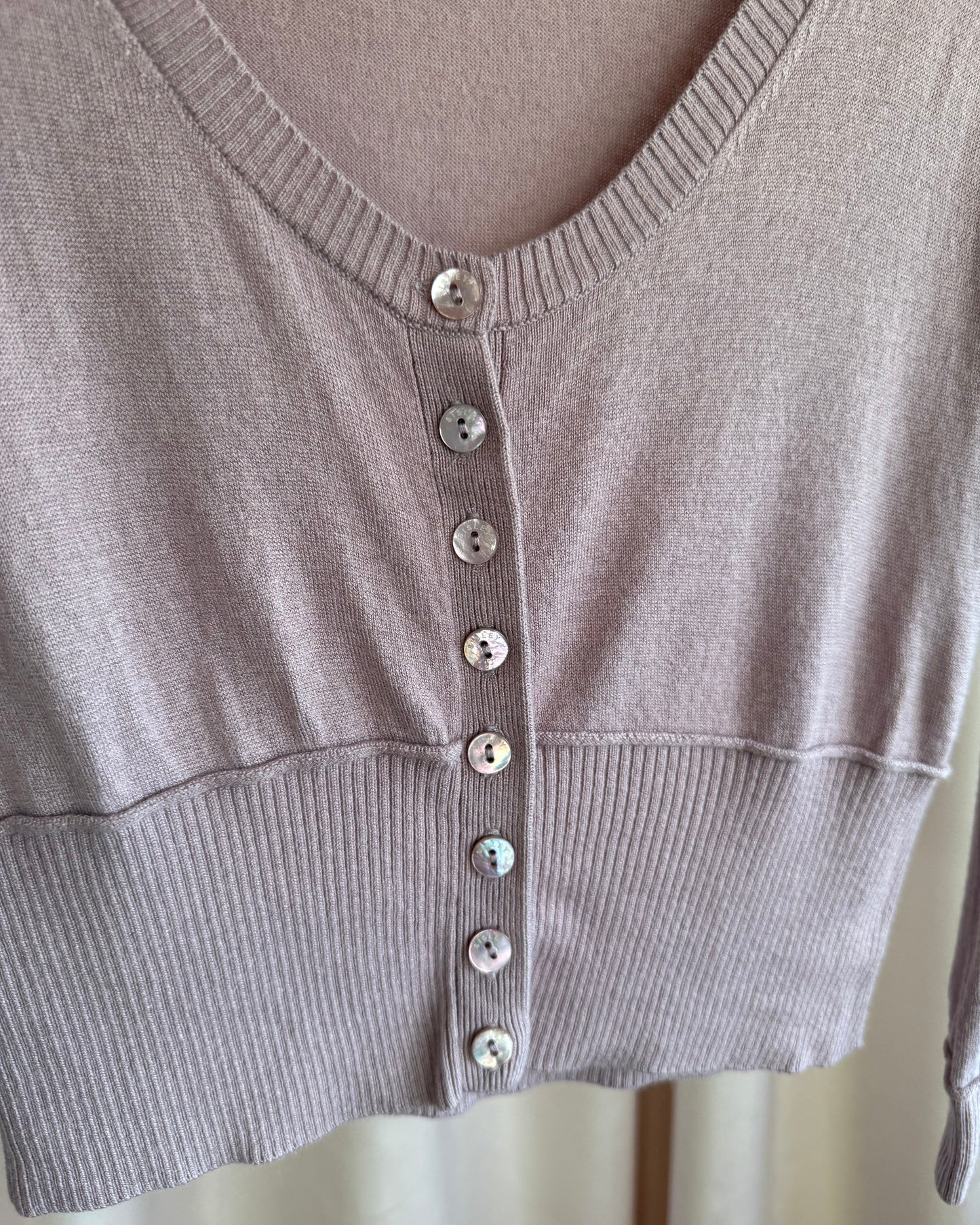 French Brand Mauve Scoop Neck Knit Cardigan