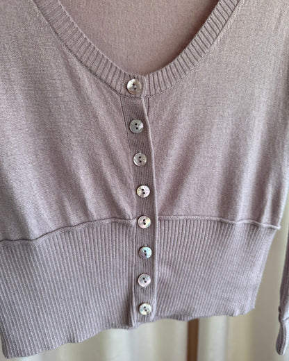 French Brand Mauve Scoop Neck Knit Cardigan