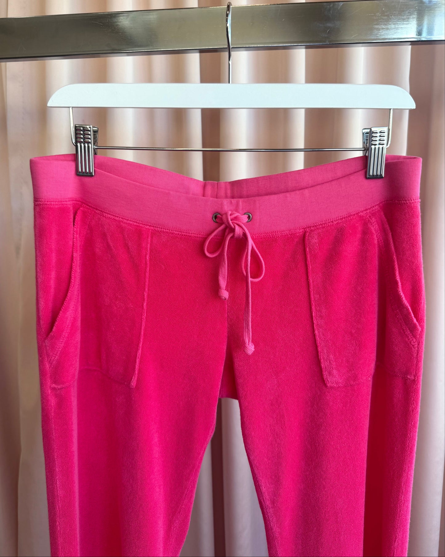 Juicy Couture Hot Pink Terry Cloth Low Rise Track Pants