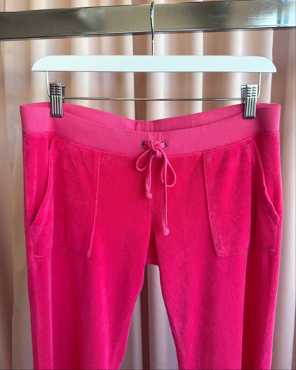 Juicy Couture Hot Pink Terry Cloth Low Rise Track Pants