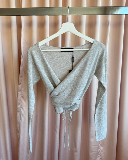 Deadstock Ferre 100% Cashmere Grey Wrap Sweater