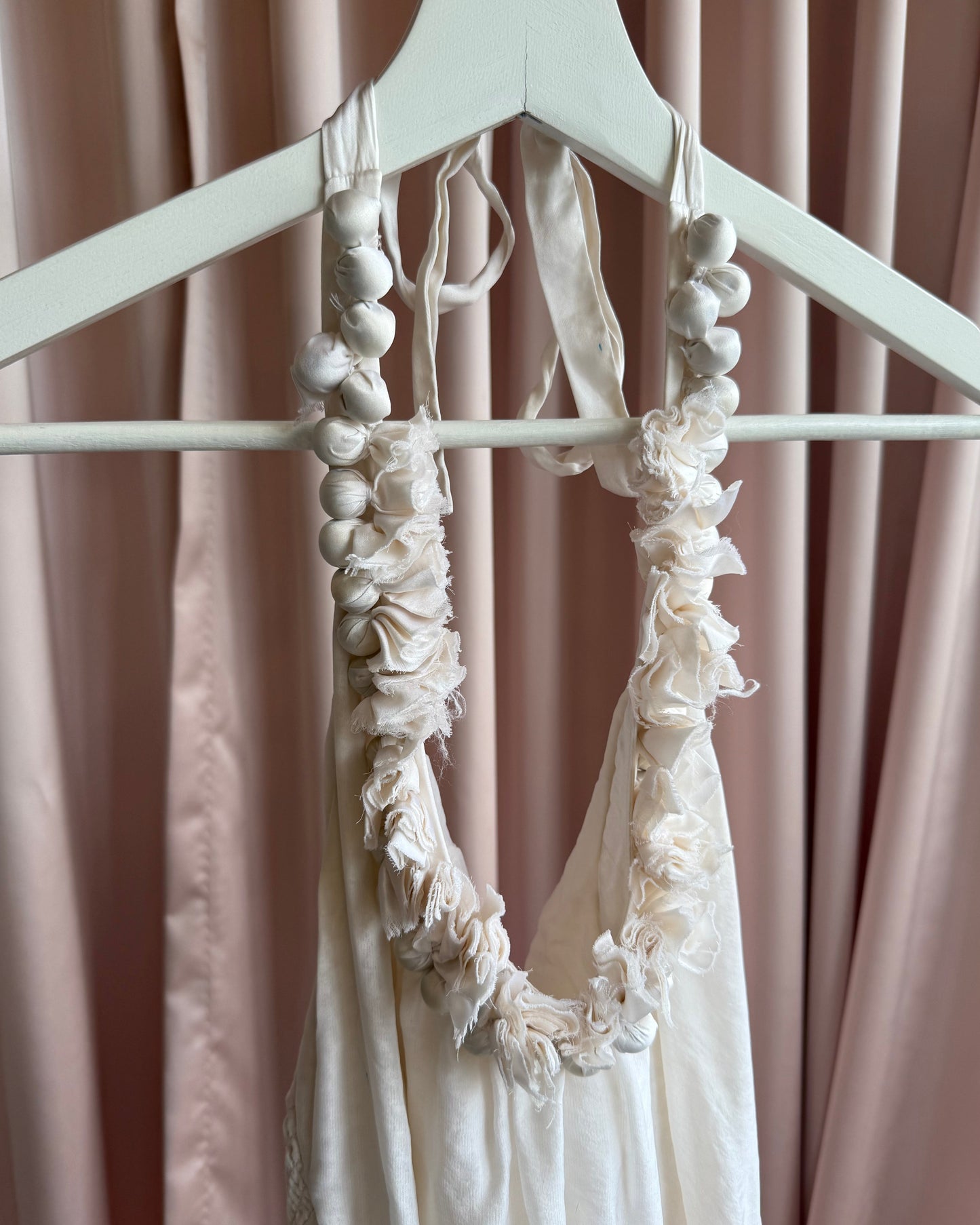 Bebe 100% Silk Embellished Cream Halter Top
