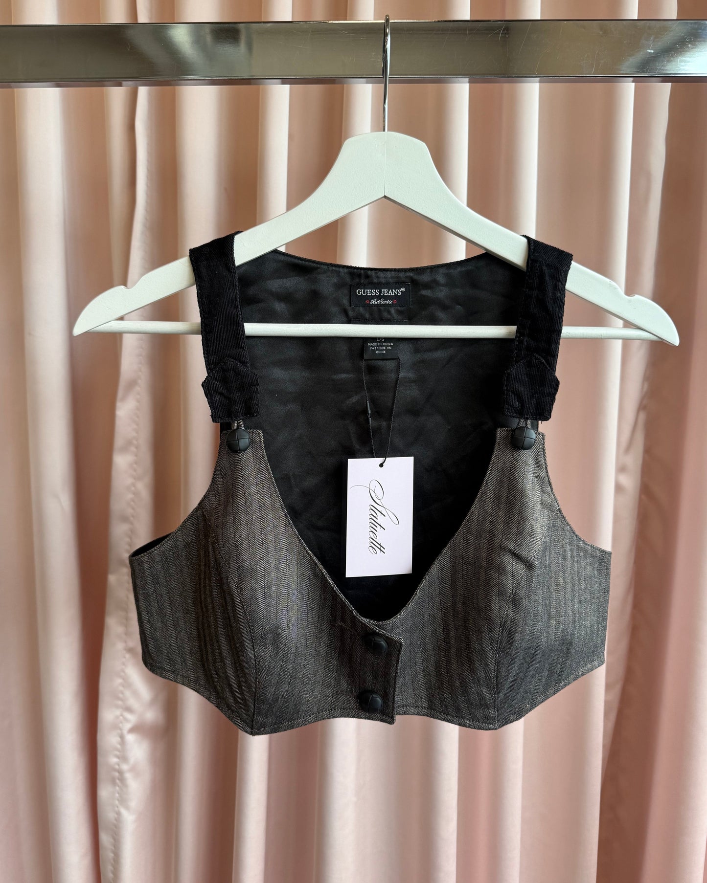 2000's Guess Ultra Cropped Herringbone Vest Top