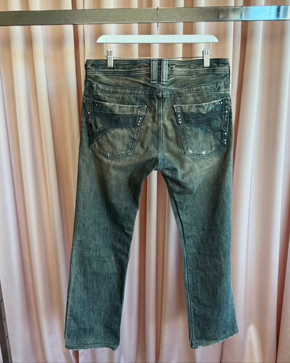 Diesel "Timmen" Faded Distressed Straight Leg Denim