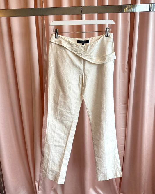 Gucci 2003 by Tom Ford White Belted Low Rise Slim Cut Trousers