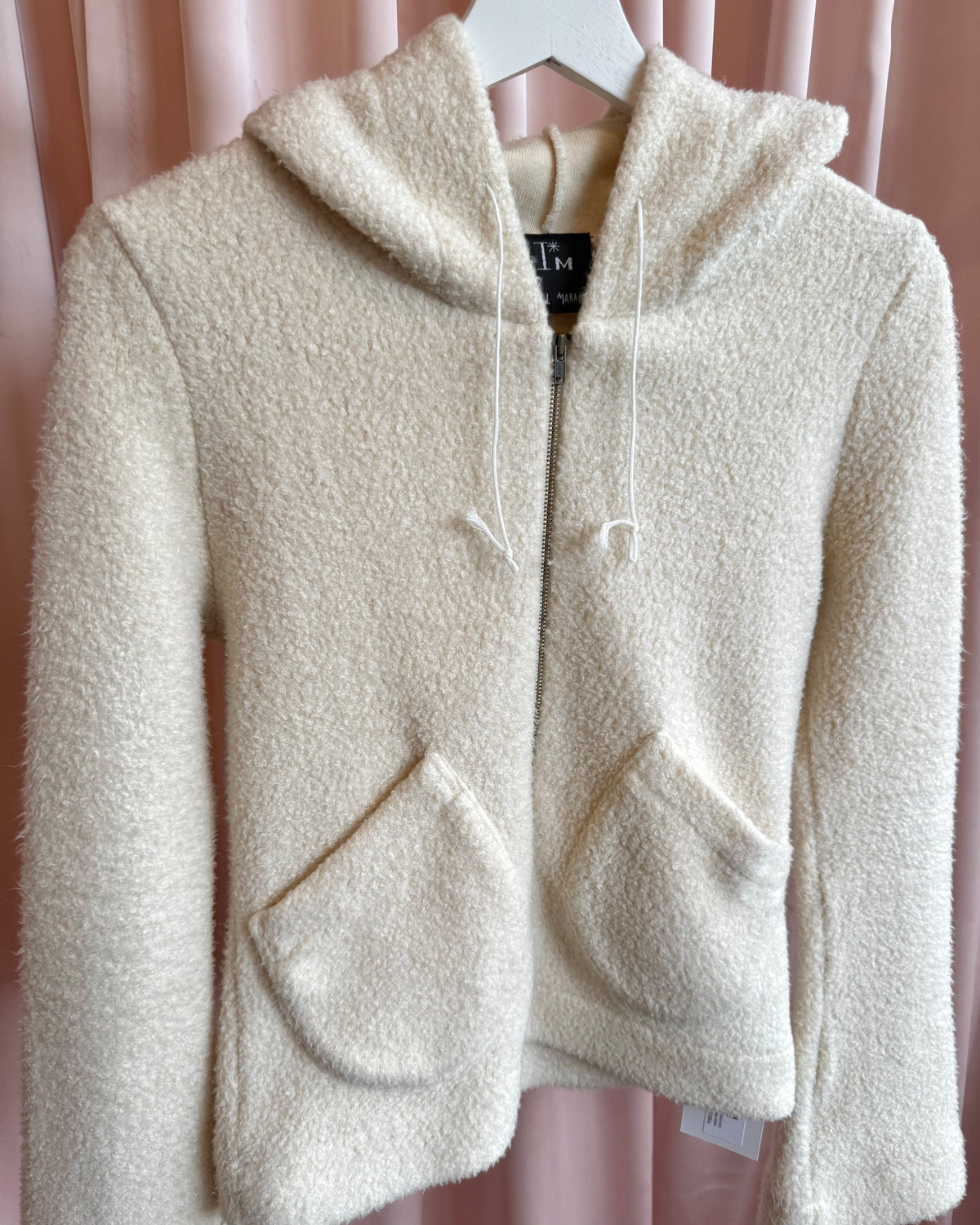 Isabel Marant 1990's Cream Fleece Bell Sleeve Zip Up Hoodie